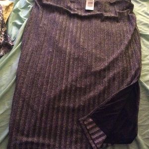 Silver glitter rib midi skirt